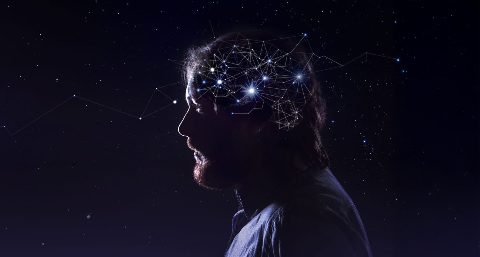 Man with subconscious mind mapped out